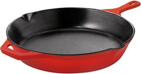 Utopia Kitchen Saute Fry Pan - Chefs Pan, Pre-Seasoned Cast Iron Skillet - Frying Pan 12 Inch - Safe Grill Cookware for Indoor & Outdoor Use - Cast Iron Pan (Red)