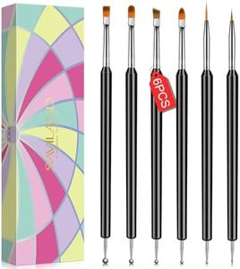 Saviland Nail Art Brushes Set - 6pcs Double-End Nail Art Brushes Kit Professional Nail Art Tools Kit with Painting Dotting Line Pen for Gel Polish Nail Design Nail Carving French Nails, Christmas Gift