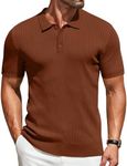 COOFANDY Polos for Men Polo Shirts Men Mens Knit Shirt Mens Polo Shirts Button Vintage Polos Classic Caramel