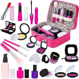 INNOCHEER Kids Pretend Makeup Kit for Girl - Kids Makeup Kit Pretend Play with Cosmetics Bag Fake Makeup Princess Toys for Toddlers Little Girls Age 3+ Christmas Birthday Gifts (Not Real Makeup)