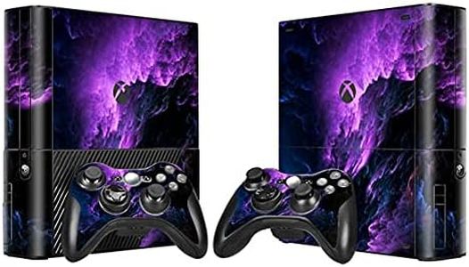 LIZVISION Whole Body Protective Vinyl Skin Decal Cover for Microsoft Xbox 360 E Console Xbox 360 E Skins Wrap Sticker with Two Free Wireless Controller Decals Purple Starry Sky