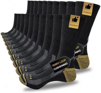JOYNÉE Mens Athletic Crew Socks 10 Pairs Lightweight Cushioned Breathable Work Running Socks