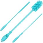 Kitchiny 12.5” Silicone Bottle Brush & Straw Cleaner Brush Set | Water Bottle Cleaner for Hydro Flasks, Tumblers, Glassware, Vases and Narrow Neck Containers