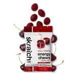 Skratch Labs Energy Chews | Energy Gummies for Running, Cycling, and Sports Performance | Energy Gel Alternative | Sour Cherry with Caffeine (10 Pack) | Gluten Free, Vegan