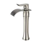 Tall Basin Mixer Tap Waterfall Bathroom Sink Taps Brass Hot and Cold Bathroom Waterfall Faucet Above Counter Basin Heightening Sink Faucet-Brushed Nickel