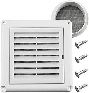 Funmit 4" Louvered Vent Cover Stops Birds Nesting for Outside Dryer Exhaust Air Vent Cover with 4 Screws for Easy Installation (White)