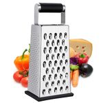 YC Kitchen Cheese Grater, Box Grater for Cheese Stainless Steel Vegetable Slicer Food Shredder 4-Sided Graters for Kitchen