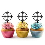 Gun Shooting Target Crosshairs Silhouette Acrylic Cupcake Toppers 12 pcs