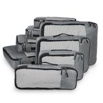 FATMUG Packing Cubes Travel Pouch Bag Organiser Set of 8 (2x Large-Medium-Small and Slim) - Grey, Fabric