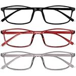 URAQT Blue Light Blocking Glasses, Lightweight Computer Glasses, 3 Pack Anti Eyestrain & UV Glare Gaming Eyeglasses, Comfortable Designer Style Readers Clear Lens Reading Glasses for Women and Men