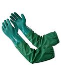 PACIFIC 26" Rubber Gloves, Chemical Resistant Gloves PVC Reusable, Heavy Duty Waterproof Gloves with Cotton Liner, Anti-skid, Acid-alkali and Oil, Large