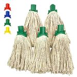 Mop Heads Replacement, Colour Coded Self Threading Socket Cotton Mop Head No.12 PY (Green, Pack of 5 Mop Heads)