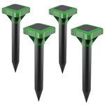 4 Pack Mole Repellent, Repellent Ultrasonic Mole Outdoor, Waterproof Solar Powered Mole Deterrent, Repellents Solar Moles Repeller, Vole, Snake, Rodent Gopher for Lawn,Garden,TaIpe Scatter,Anti Moles