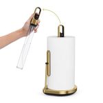 simplehuman Paper Towel Pump, Standing Paper Towel Holder with Spray Bottle, Brass Stainless Steel, Gold