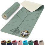 Yogii Yoga Mat - Non-Slip 6mm Thick TPE & Travel-friendly Yoga Mat - Perfect for Home & Gym Exercise Fitness & Pilates - With Laser Alignment Guides for Men & Women