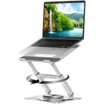 Dyazo 360° Rotating Laptop Stand Holder | Height Adjustable & Foldable Riser for 10-15.6 Inch Laptop | Anti Slip Pads with Heat Vent | Compatible for MacBook, Dell, HP, Lenovo & Other Notebook- Silver
