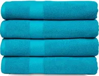 MAURA Premium Bath Towels 100% Cotton 27x54 Ultra Absorbent Quick Dry 4 Pack Soft Terry Bath Towels Set for Bathroom, Hotel and Spa Quality, Turquoise