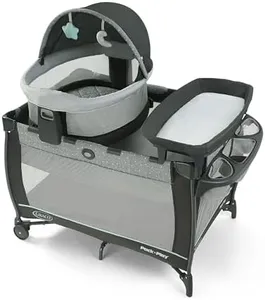 Graco Pack n Play Travel Dome DLX Playard, Astin with Portable Bassinet and Integrated Storage Organizer