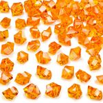 VGOODALL 150PCS Fake Ice Rocks, Orange Acrylic Crushed Ice Rocks Mini Fake Diamonds Plastic Gems for Vases Fillers Home Table Decorations