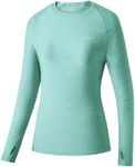 Willit Women's UPF 50+ Sun Protection Shirt Long Sleeve SPF UV Shirt Rash Guard Swim Hiking Fishing Tops Lightweight Slubby Light Cyan L