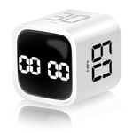 ALEENFOON Gravity Sensor Flip Cube Timer, Kitchen Timer for Cooking, Cube Timer, Silent Study Timer, Digital Countdown Timer for Kids, Student, Study, Fitness (White)