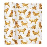 Mud Pie GOLDEN RETRIEVER MUSLIN SWADDLE BLANKET, Cotton, 47" x 47"