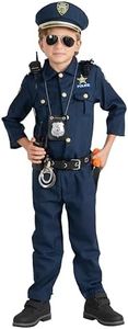 Dress Up America Deluxe Police Dress Up Costume Set - Includes Shirt, Pants, Hat, Belt, Whistle, Gun Holster and Walkie Talkie (T2),Blue,T2