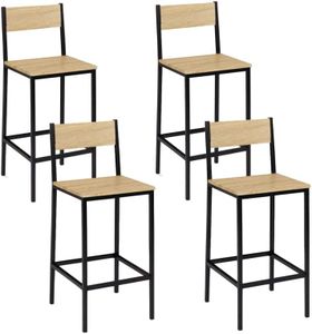 IDMarket - Lot de 4 tabourets de Bar Detroit avec Dossier Chaise de Cuisine Design Industriel