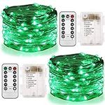 Twinkle Star 2 Set St Patricks Day Fairy Lights Battery Operated, 33ft 100 LED String Lights Remote Control Timer Christmas String Lights 8 Modes for Garden Party Outdoor Indoor Decor, Green