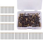 60Pcs Picture Hanging Nails 30 Lbs Brass Head Nails for Hanging, Picture Hanger Pins, Heavy Duty Nail Hook with Storage Box for Photo Frame, Wood Wall Hanging