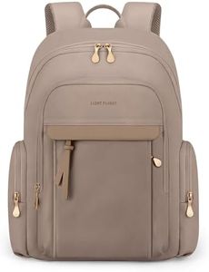 LIGHT FLIGHT Laptop Backpack for Women, 15.6 Inch Work Bag Business Backpack, Water Resistant Travel Bags Casual Daypacks for College, Large Backpacks for Travel, Champagne