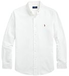 POLO RALPH LAUREN Men's Long Sleeve Classic Oxford Shirt, Basic White, Large