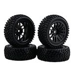 BQLZR Black RC 1:10 Wheel Rim Rubber Tyre Tires for On-Road Racing Car Short Truck Pack of 4