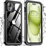 Oterkin for iPhone 15 Case Waterproof,[IP68 Underwater ][12FT Military Shockproof] iPhone 15 Phone Case with Built-in Screen Protector[360°Full Body Sealed ] Protective Cover Case for iPhone 15 Black