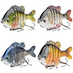 BASSDASH SwimPanfish Multi Jointed Panfish Bluegill Swimbaits Hard Topwater Bass Lures Fishing Lure Crank Saltwater 3.5in/0.85oz