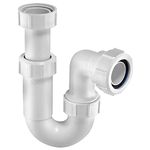 McAlpine ASA10 11/4 inch x 75mm Water Seal Adjustable Inlet Tubular Swivel 'P' Trap with Multifit Outlet, White