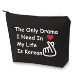 BLUPARK Korean Drama Lover Makeup Bag The Only Drama I Need In My Life Is Korean Cosmetic Bag for K-drama Mom, The Only Drama-BK, Retro