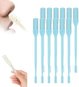 2-in-1 Nasal Hair Cutter, 360° Rotating Double Sided Nose Hair Removal Tool Mini Noses Hairs Removers Tools Nose Hair Clipper with Ear Picker for Women and Men (Blue, 12pcs)