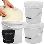 White or Black Plastic Buckets with LIDS and Handles 5 Litre, 10 Litre & 25 Litre, Strong Bucket Tamper Evident Lids Hard Wearing Bucket (1, 25 Litre - WHITE)