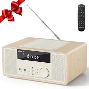 LONPOO Micro CD Stereo System for Home, 30W RMS Compact Shelf Audio with Bluetooth, FM Radio, USB/AUX Playback, DSP Sound Technology, and Remote Control
