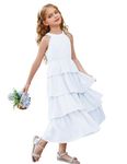 GRACE KARIN Little Girls Cute Princess Chiffon Dress A-Line Party Tiered Cake Party Dresses White 7-8 Years