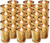 Royal Imports Gold Mercury Glass Votive Candle Holder, Table Centerpiece Tealight Decoration for Elegant Dinner, Party, Wedding, Holiday, Set of 24 (Unfilled)