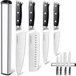 Professional Kitchen Knife Set 5PCS - 3.5-8 Inch Set Chef Knife with Magnetic Knife Strip,5Cr15Mov German Carbon Stainless Steel Sharp Knives Set for Kitchen with Gift Box