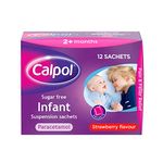 Calpol Sugar Free Infant Suspension Sachets Strawberry Flavour 2+ Months, 12 x 5ml