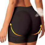 Women Padded Butt Lifter Panty Body Shaper Fake Hip Shapwear Underwear Briefs Plus Size Shaper (Size -L) (Black)