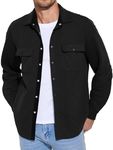 COOFANDY Mens Casual Lightweight Shirt Jacket Button Down Shacket Jacket Light Quilted Jacket, Black, 2X-Large