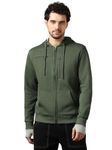 NOBERO Unisex-Adult Regular Cotton Neck Hooded Sweatshirt (1M-TWZP-R0002_Olive Green_M)