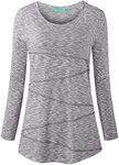 Kimmery Womens Fall Tops for Women Casual Fall Shirts for Women Workout Tops for Women Long Sleeve Light Grey Shirt XL