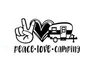 Peace Love Camping Decal Vinyl Sticker|Cars Trucks Vans Walls Laptop| Black|7.5 x 4.0 in|DUC1347