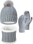 Tomorrow Winter Cap, Neck Warmer Scarf with Touch Gloves Set | Beanie Style | 3 Piece Set - Stay Warm and Stylish this Winter (Style 01, Silver)